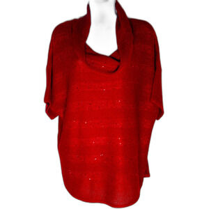 NEW DIRECTIONS RED SHORT DOLMAN SLEEVE KNIT SWEATER. WOMEN MEDIUM